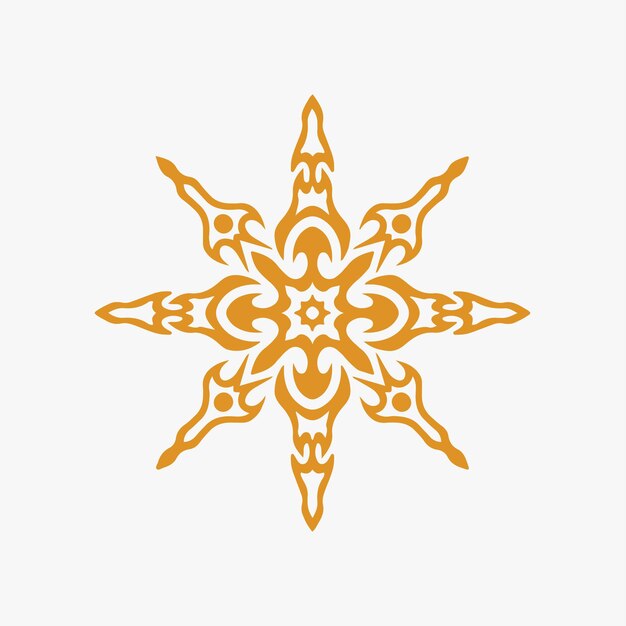 Gouden mandala tribal snowflake logo op witte achtergrond stencil decal tattoo vectorillustratie