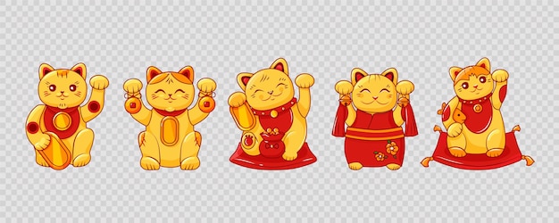 Gouden maneki neko set japanse katten van geluk en rijkdom