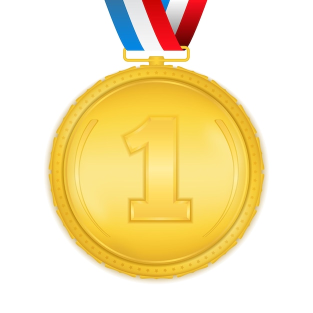 Gouden medaille met lint op witte achtergrond vectorillustratie eps10