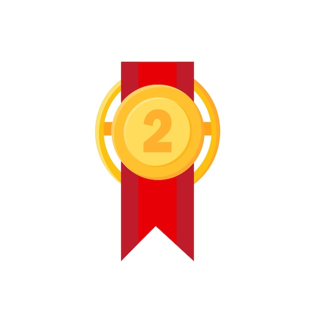 gouden medaille op rood lint met lauwerkrans. concept van een prijs voor het winnen van de eerste plaatsing