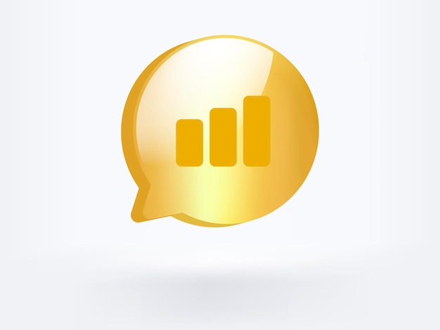 Gouden melding bericht pictogram symbool sociale media communicatie vector design stijl 3D-rendering.