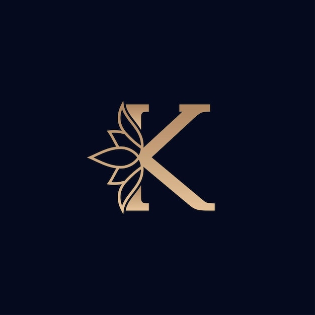 gouden merklogo-ontwerp met lotusbloem letter K