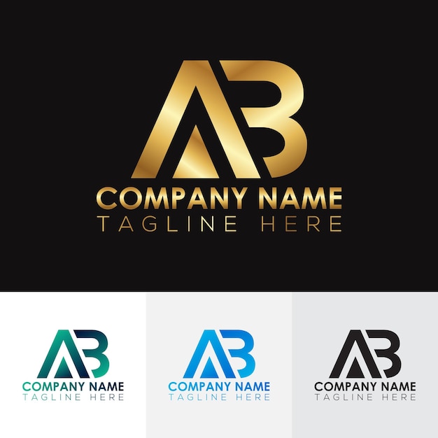 Gouden metalen AB-letterlogo-ontwerpxA