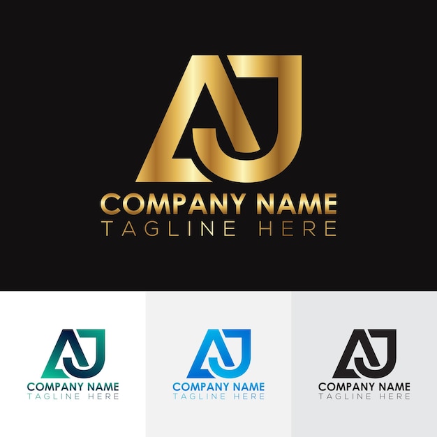 Gouden metalen AJ-letterlogo-ontwerpxA