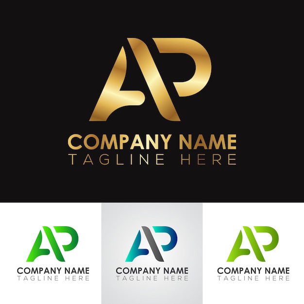 Gouden metalen ap-letterlogo-ontwerp