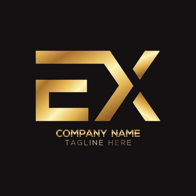 Gouden metalen EX-letterlogo-ontwerpxA