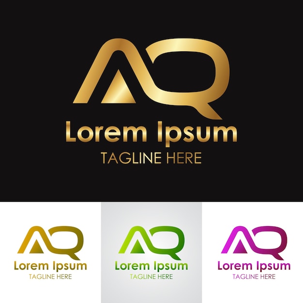 Gouden metallic AQ letter logo-ontwerp