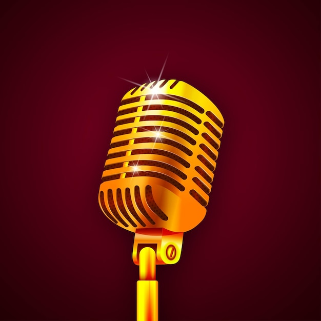 Nylon rollen schaamte Gouden microfoon illustratie | Premium Vector