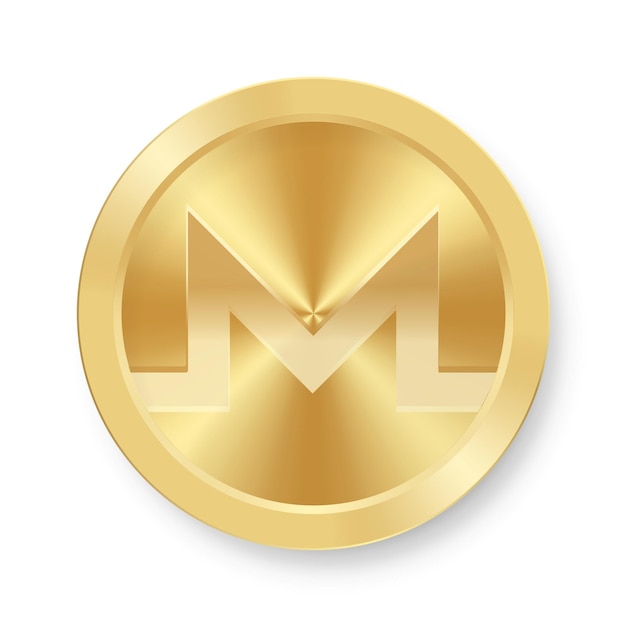 Gouden Monero munt Concept van internet web cryptocurrency vlakke stijl