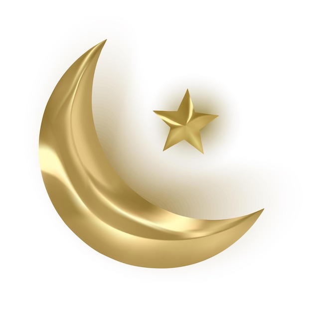 Gouden moslimmaand op witte achtergrond Vectorillustratie