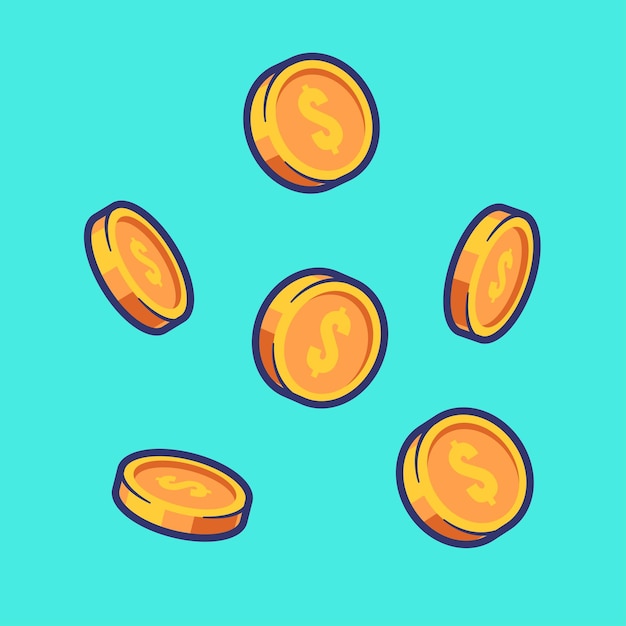 Vector gouden munt geld drijvende cartoon vector icoon illustratie zakelijke financiën geïsoleerde platte vector