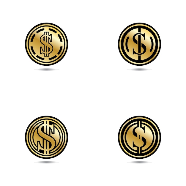 Gouden munt met dollarteken illustratie vector dollar munt pictogram geïsoleerd op witte achtergrond