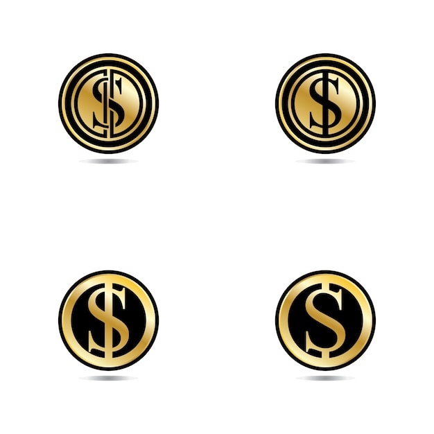 Gouden munt met dollarteken illustratie vector dollar munt pictogram geïsoleerd op witte achtergrond