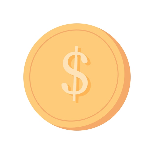 Gouden munt met dollartekenpictogram Grafisch gebruikersinterfaceontwerpelement Geldsymbool