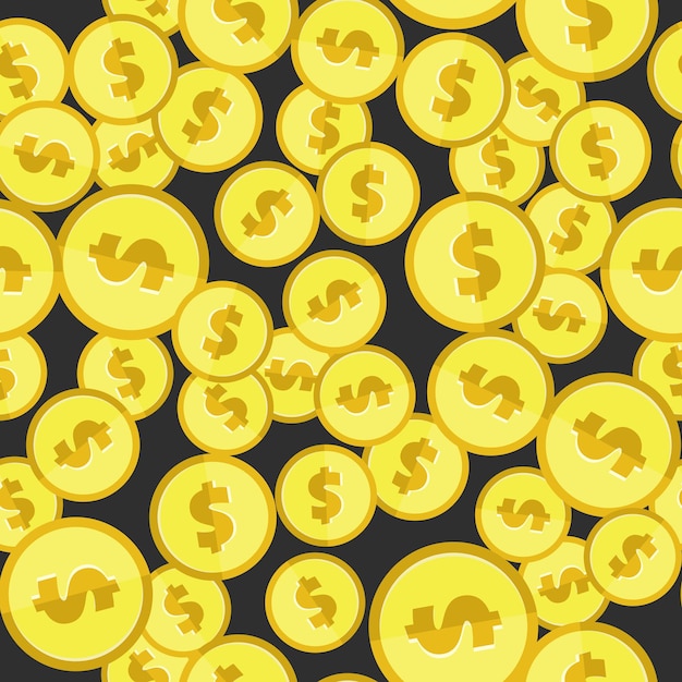 Gouden munten met dollarteken naadloos patroon. Verpakkende achtergrond met herhalende Amerikaanse valuta