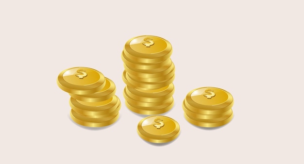 Gouden munten stapel geïsoleerd op witte achtergrond
