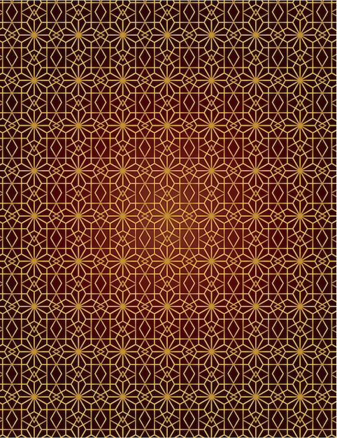 Gouden naadloos geometrisch vormpatroonontwerp als achtergrond op donkere fuchsiakleurig kleur