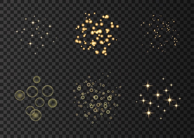 Gouden neoncirkels en sterrenlichteffecten
