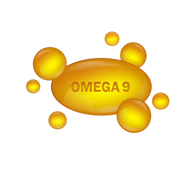 Vector gouden omega 9 op witte achtergrond vector ontwerp logo ontwerp logo vis geïsoleerd vector teken symbool