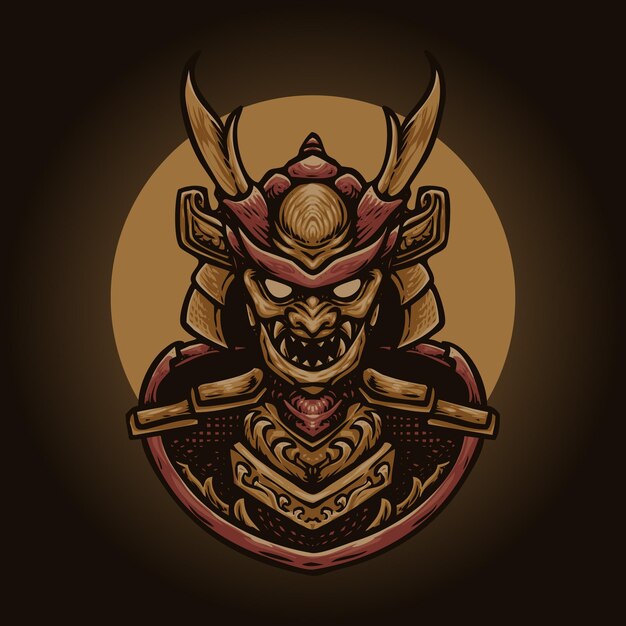 Vector gouden oni samurai afbeelding ontwerp