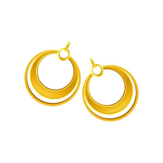 Gouden oorbellen in de vorm van ringen vectorillustratie op witte achtergrond