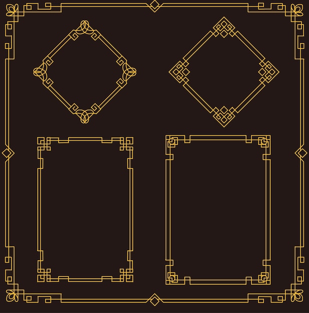 Vector gouden oosterse frame set