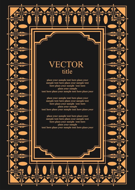 Gouden ornament op donkere achtergrond Kan worden gebruikt als uitnodigingskaart Boekenomslag Vectorillustratie Handgetekende illustratie