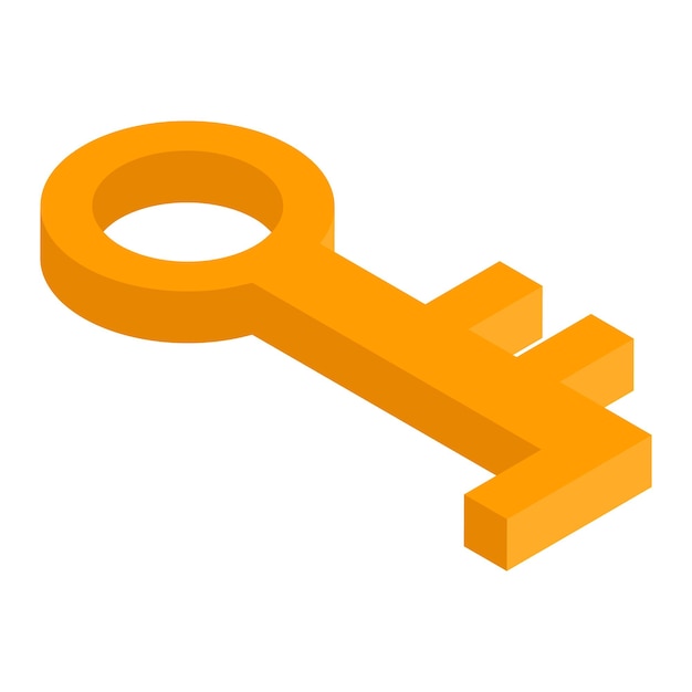 Gouden oude sleutelpictogram Isometrisch van gouden oude sleutel vectorpictogram voor webontwerp geïsoleerd op een witte achtergrond