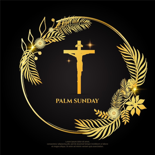 Gouden palmzondag ontwerp achtergrond vector Palmzondag Pasen en de opstanding van Christus