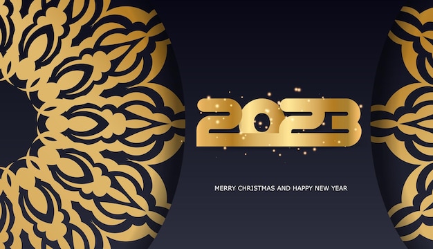 Gouden patroon op zwart Gelukkig 2023 nieuwjaarsgroetbanner