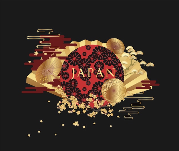 Gouden patroonontwerp in Japanse stijl