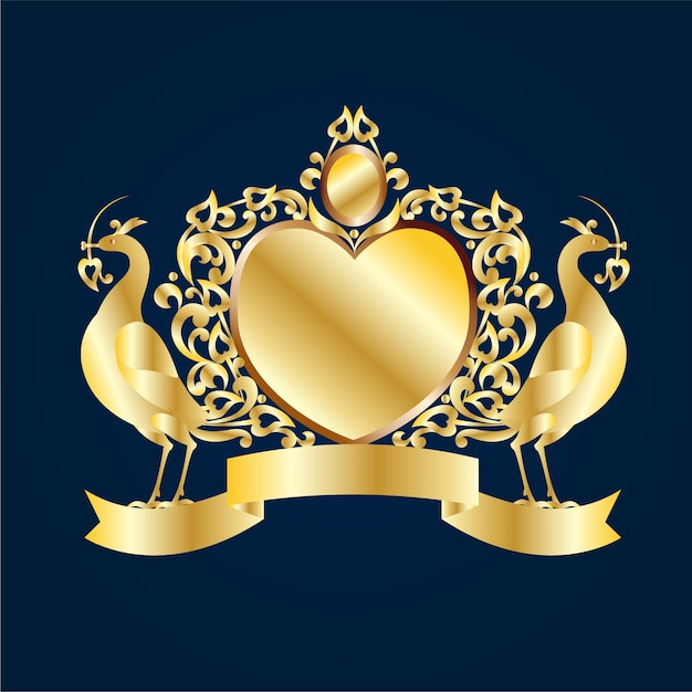 Gouden pauwen vintage design vector