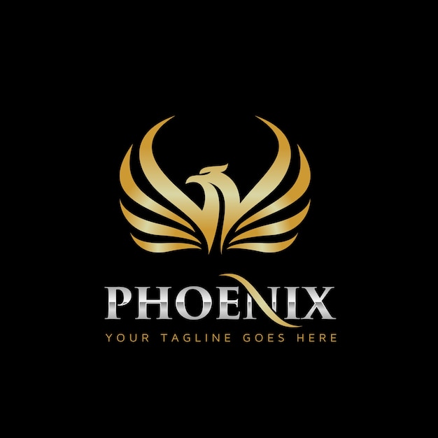 Gouden phoenix logo ontwerp