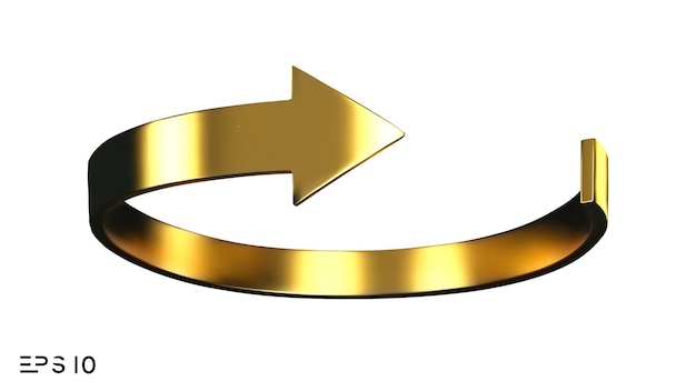 Gouden pijl spin geïsoleerd op een witte achtergrond Vector pijl knop symbool Vector illustratie