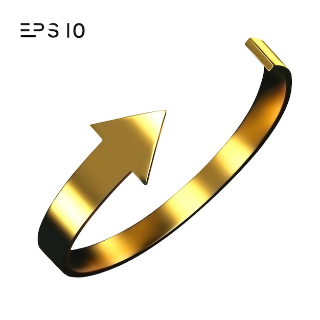 Gouden pijl spin geïsoleerd op een witte achtergrond vector pijl knop symbool vectorillustratie