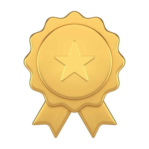 Gouden premium medaille lint gebogen cirkel prestatie beste kwaliteit goedgekeurde badge 3d pictogram vector