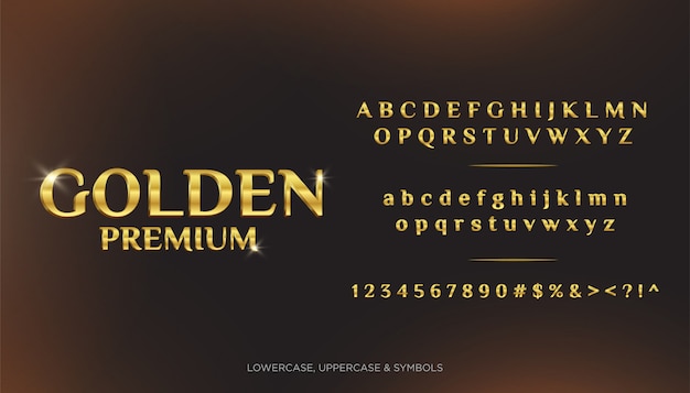 Gouden premium tekst alfabetten 3D