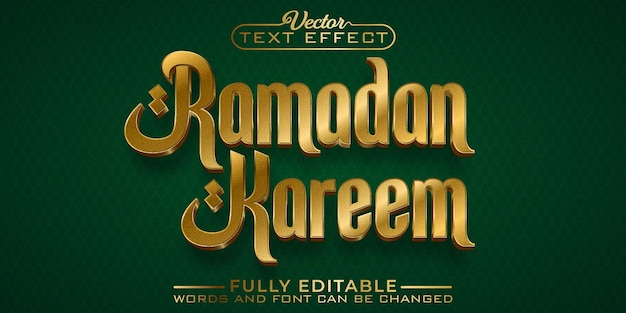 Gouden Ramadan Kareem Vector bewerkbare teksteffectsjabloon