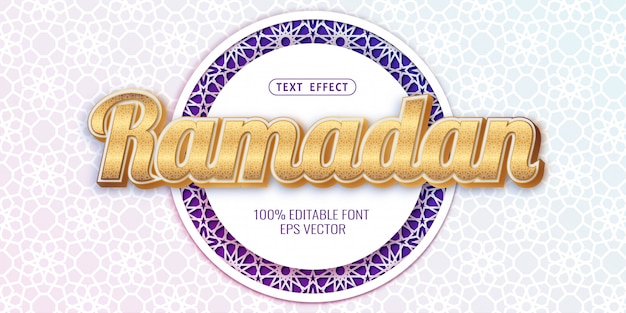 Gouden ramadan teksteffect ontwerp