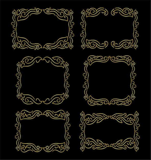 Gouden randen elementen instellen collectie ornament Vector