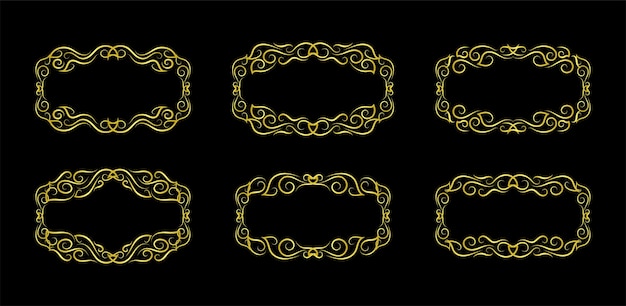 Gouden randen elementen instellen collectie ornament Vector
