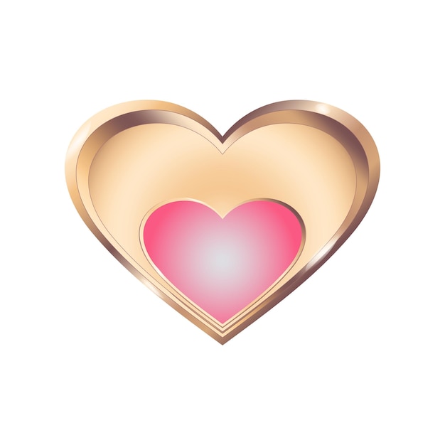 Gouden realistisch hart met roze, decoratief ontwerpelement