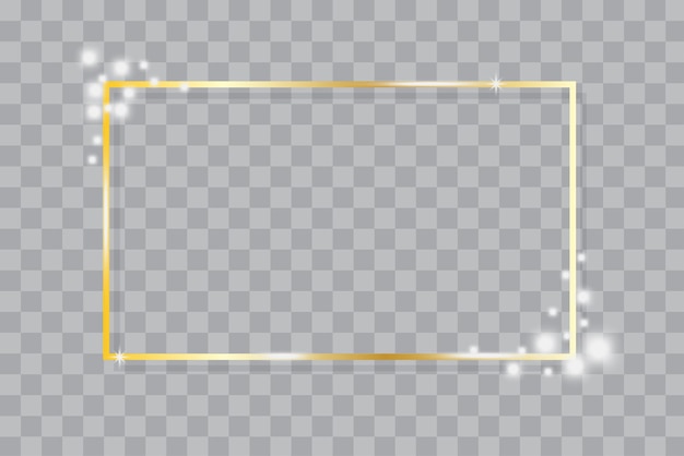 Gouden rechthoekig frame. Foto lijstje. Grafisch element. Vector illustratie.