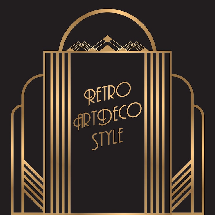 Vector gouden retro art deco kaderachtergrond