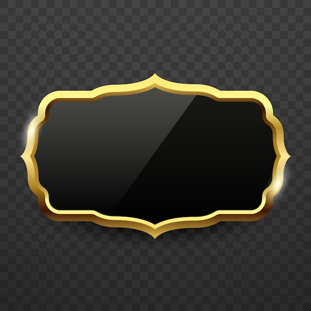 Gouden Retro Frame op transparante achtergrond Realistische gouden Badge luxe label en embleem