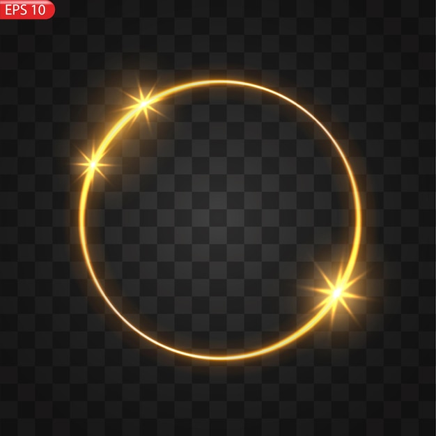 Gouden ring met gouden glitters geïsoleerd op zwarte achtergrond Vector gouden frame