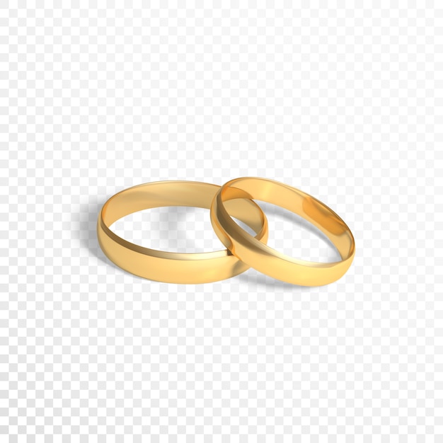 Vector gouden ringen symbool van het huwelijk. twee gouden ringen. illustratie op transparante achtergrond