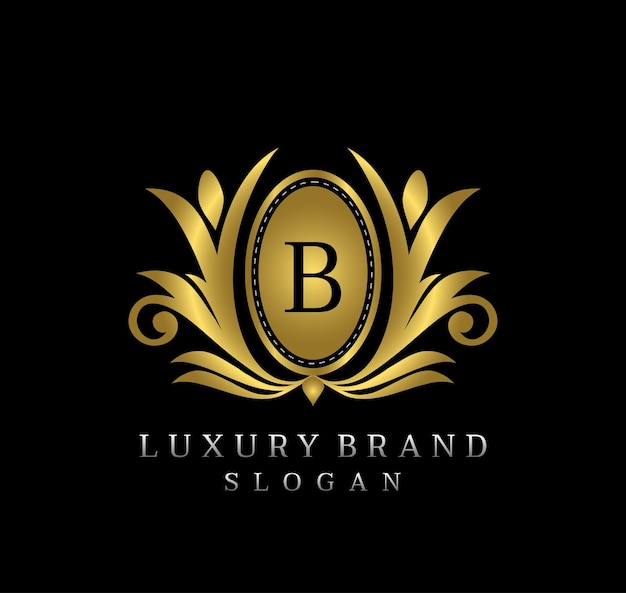 Gouden Royal Boutique embleem Letter B Logo ontwerp