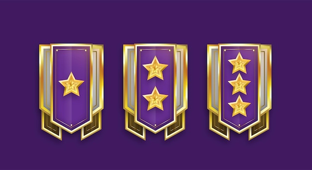 Vector gouden schild symbool of badge ontwerp vectoren instellen spel rang illustratie ontwerp