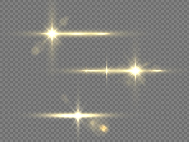 Gouden schittering lichteffect stralende ster zon vonken lights bokeh glitter flare sparkles set vector